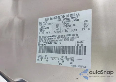 1999 Ford Ranger Xl/Xlt из США, поврежденный, VIN 1FTYR14V2XTA23115